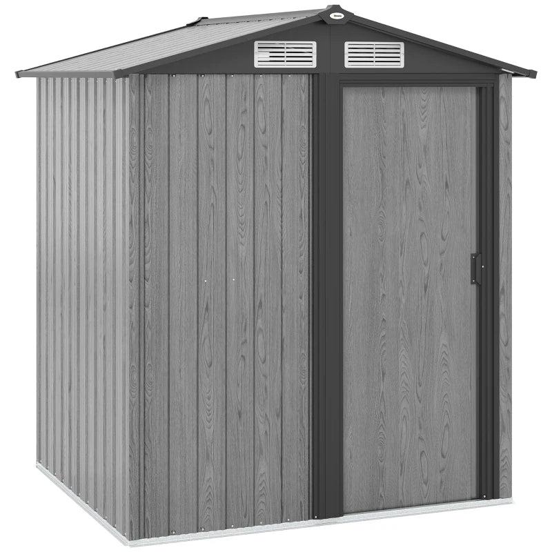 5ft x 4.3ft Outdoor Garden Storage Shed - Grey Wooden Effect, Durable & Weatherproof