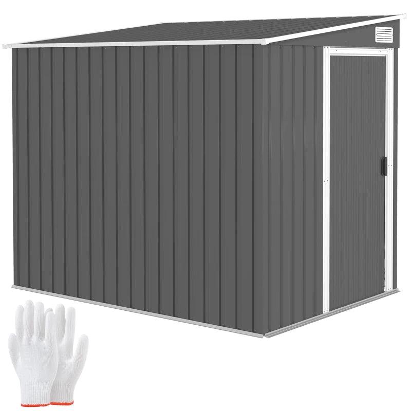 7ft x 5ft Galvanised Metal Shed with Sliding Door - Durable Dark Grey Outdoor Storage Solution