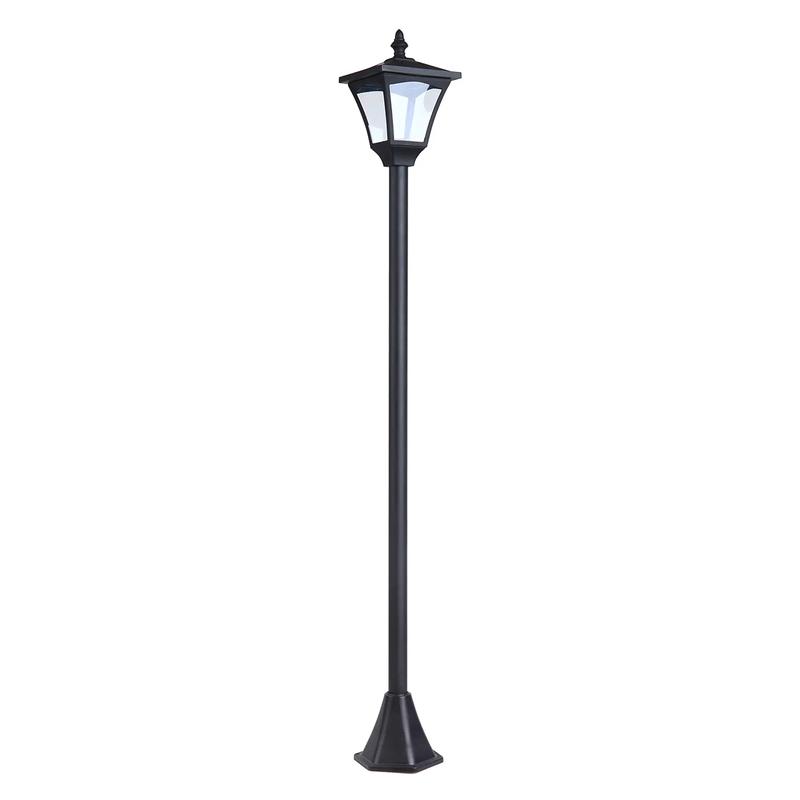 Black Garden Solar Lamp Post Photosensitive LED Lantern - 1.2M Tall