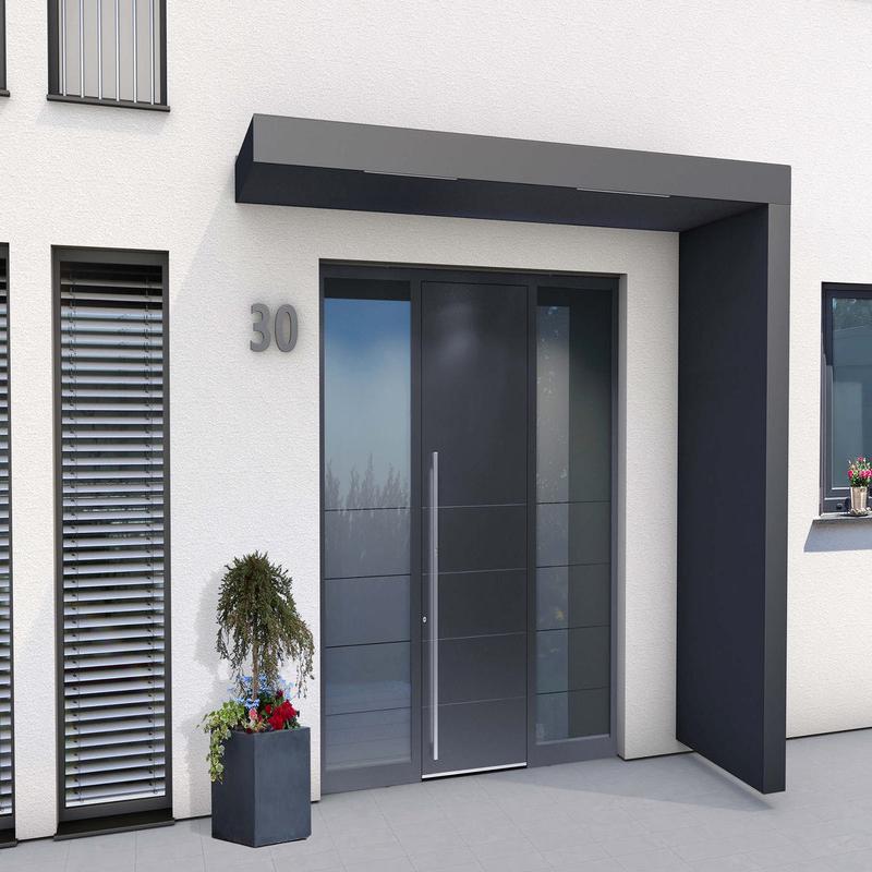 BS300 Aluminium Canopy 300cm x 90cm With LED Strip & Side Panel - RAL 9005 Matte