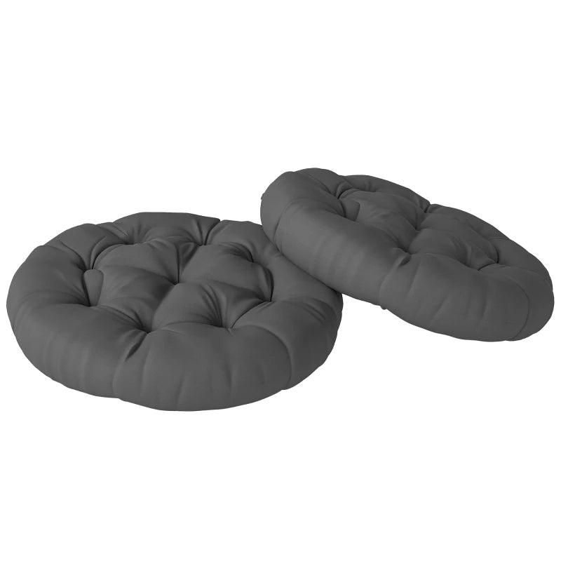 Set of 2 Dark Grey Outdoor Cushions 60cm - Weather Resistant Garden Pillows