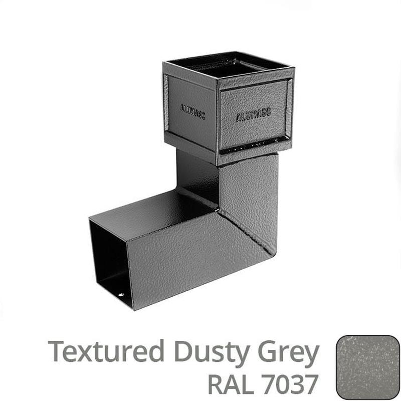 Alumasc 100 x 75mm (4"x3") Cast Aluminium Downpipe 90 Degree Bend without Ears - Textured 7037 Dusty Grey