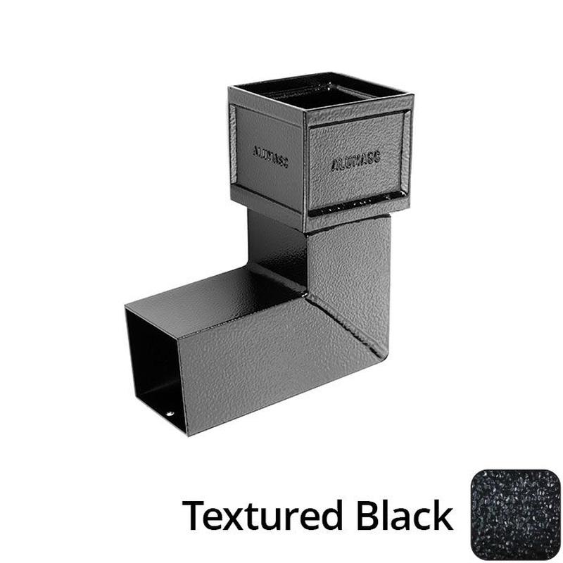 Alumasc 100 x 75mm (4"x3") Cast Aluminium Downpipe 90 Degree Bend without Ears - Textured Black