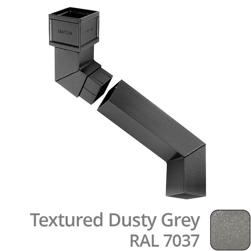 Alumasc 100 x 75mm (4"x3") Cast Aluminium Downpipe Two-part 305mm (max) Adjustable Offset - Textured 7037 Dusty Grey