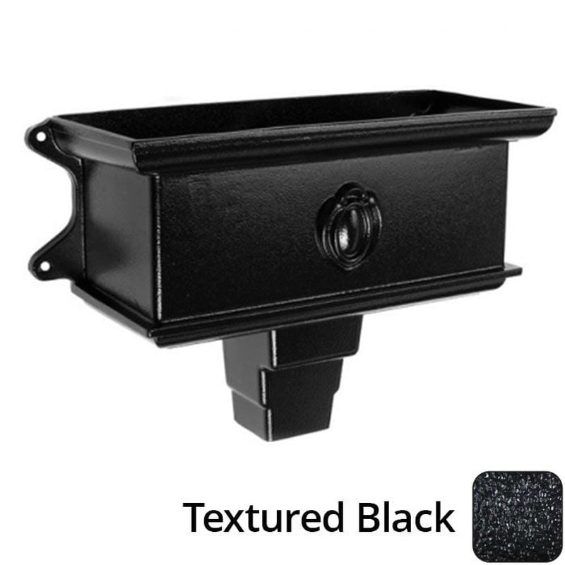 Alumasc 100 x 75mm (4"x3") Cast Aluminium Ornamental Hopper (with motif) - 410 x 190 x 180mm - Textured Black