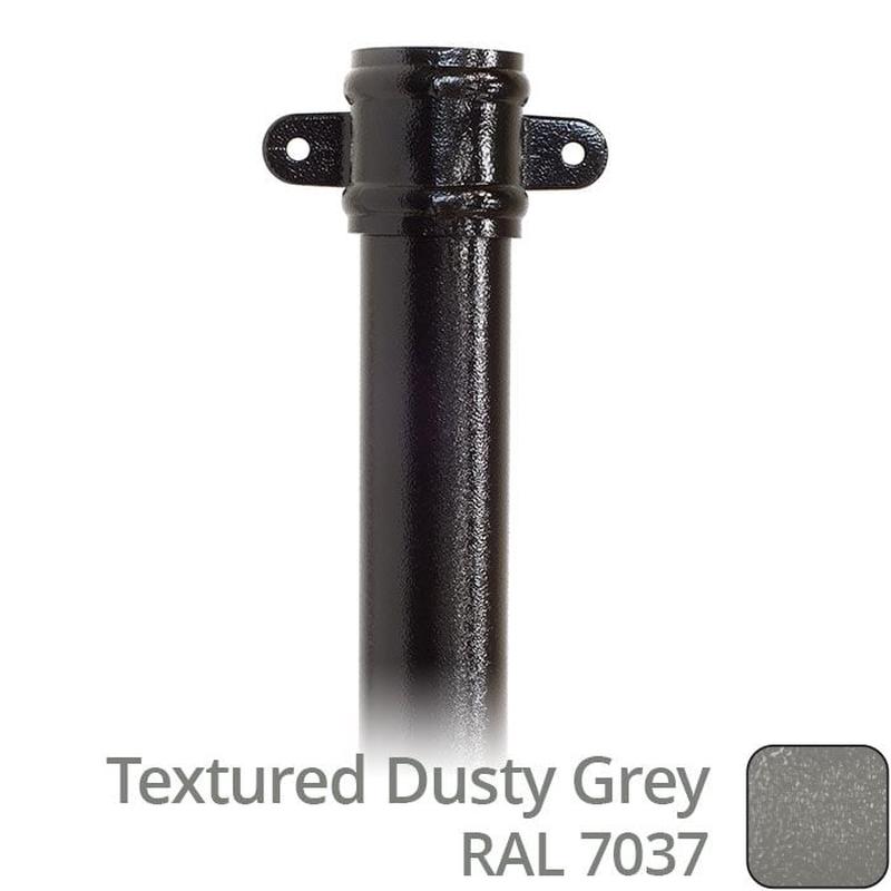 Alumasc 100mm (4") x 3m Aluminium Downpipe with Cast Eared Socket - Textured Dusty Grey RAL 7037
