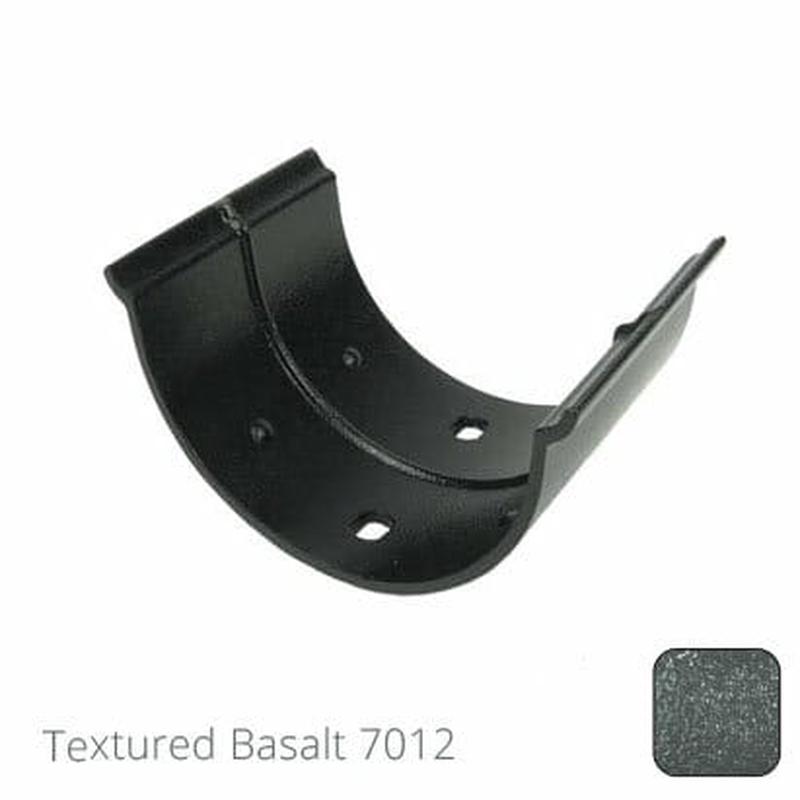 Alumasc 115mm (4.5") Beaded Half Round Cast Aluminium Gutter Union Clip - Textured Basalt Grey RAL 7012