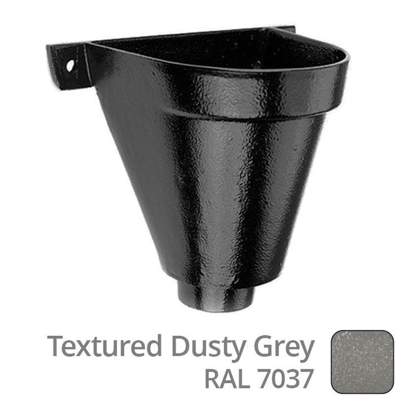 Alumasc 200mm Cast Aluminium Flat Back Hopper Head - 76mm (3") Outlet - Textured Dusty Grey RAL 7037
