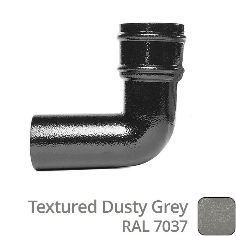 Alumasc 63mm (2.5") Cast Aluminium 90 Degree Bend without Ears - Textured Dusty Grey RAL 7037