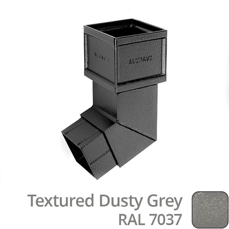 Alumasc 75 x 75mm (3"x3") Cast Aluminium Downpipe 112 Degree Bend without Ears - Textured 7037 Dusty Grey