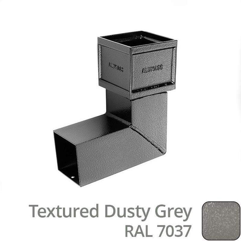 Alumasc 75 x 75mm (3"x3") Cast Aluminium Downpipe 90 Degree Bend without Ears - Textured 7037 Dusty Grey