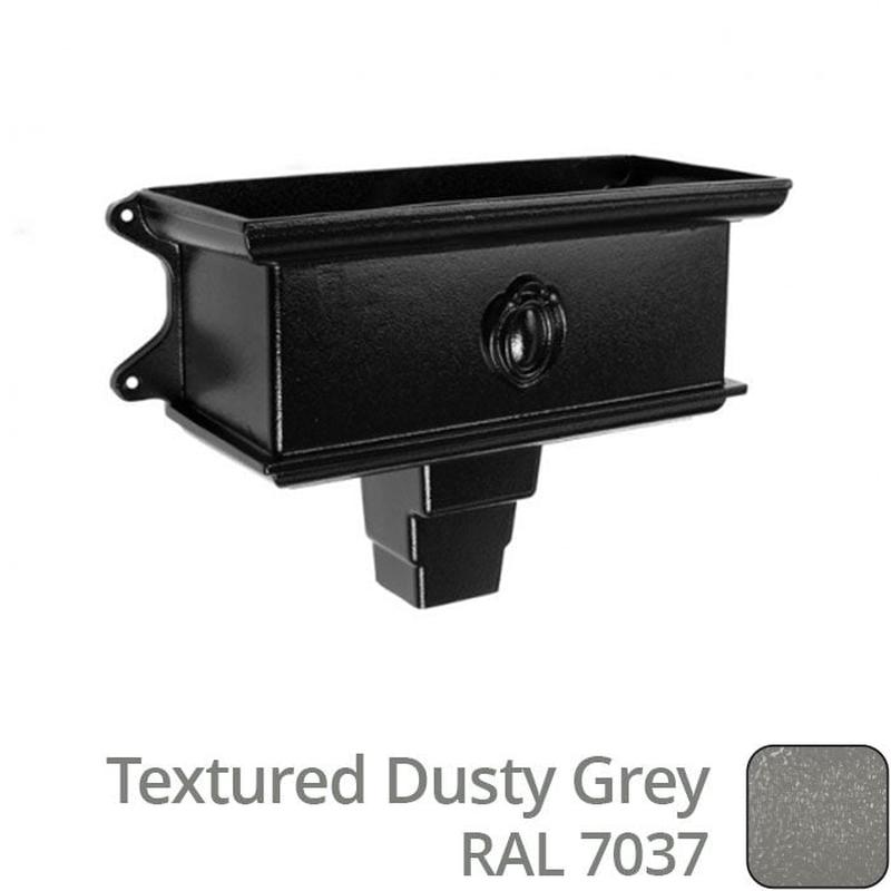 Alumasc 75 x 75mm (3"x3") Cast Aluminium Ornamental Hopper - 410 x 190 x 180mm - Textured Dusty Grey RAL 7037