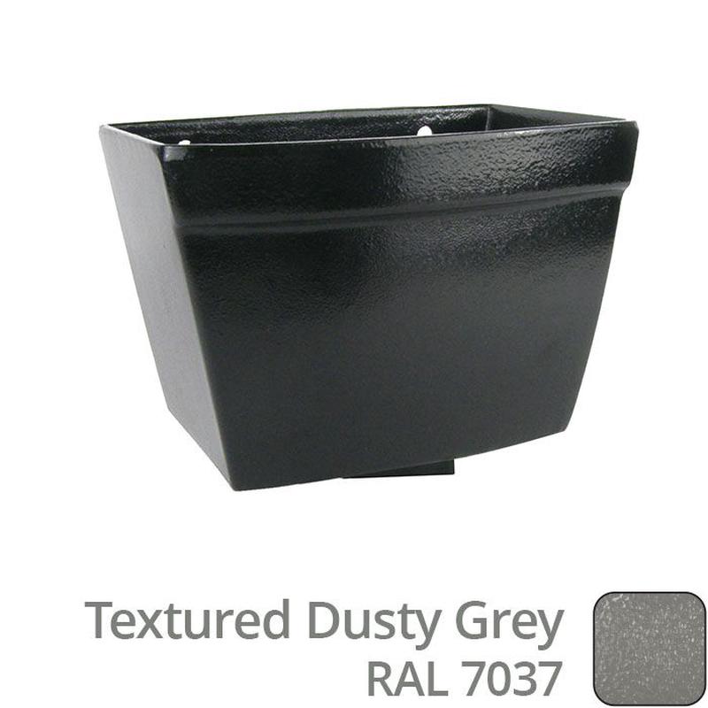 Alumasc 75 x 75mm (3"x3") Cast Aluminium Rectangular Hopper - 260 x 190 x 180mm - Textured Dusty Grey RAL 7037