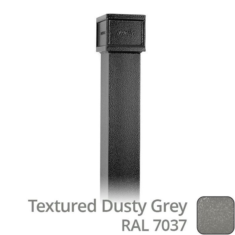 Alumasc 75 x 75mm (3"x3") x 3m Cast Aluminium Downpipe with Non-eared Socket - Textured 7037 Dusty Grey