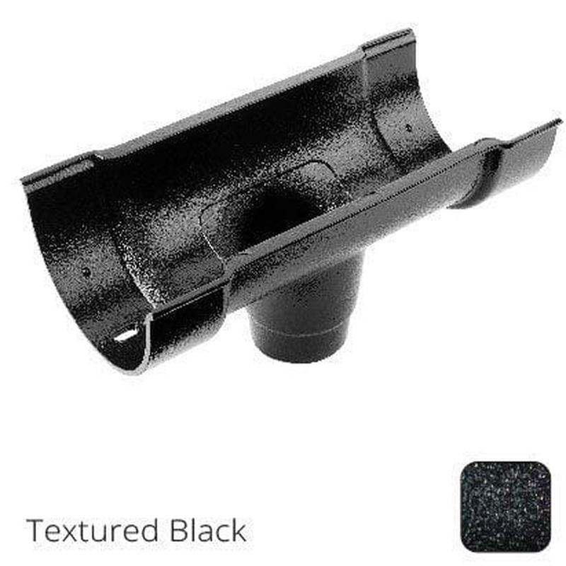 ARP 115x75mm (4.5"x3") Beaded Deep Run Cast Aluminium Double Socket Running Outlet with 63mm outlet pipe - Textured Black