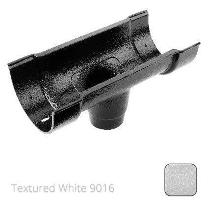 ARP 115x75mm (4.5"x3") Beaded Deep Run Cast Aluminium Double Socket Running Outlet with 63mm outlet pipe - Textured Traffic White RAL 9016