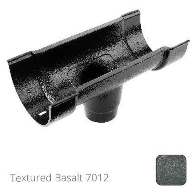 ARP 115x75mm (4.5"x3") Beaded Deep Run Cast Aluminium Double Socket Running Outlet with 75mm outlet pipe - Textured Basalt Grey RAL 7012