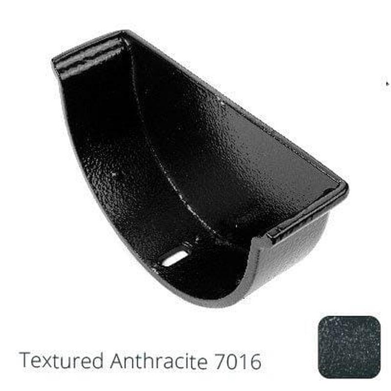 ARP 115x75mm (4.5"x3") Beaded Deep Run Cast Aluminium Gutter Stop-end - Internal - Textured Anthracite Grey RAL 7016