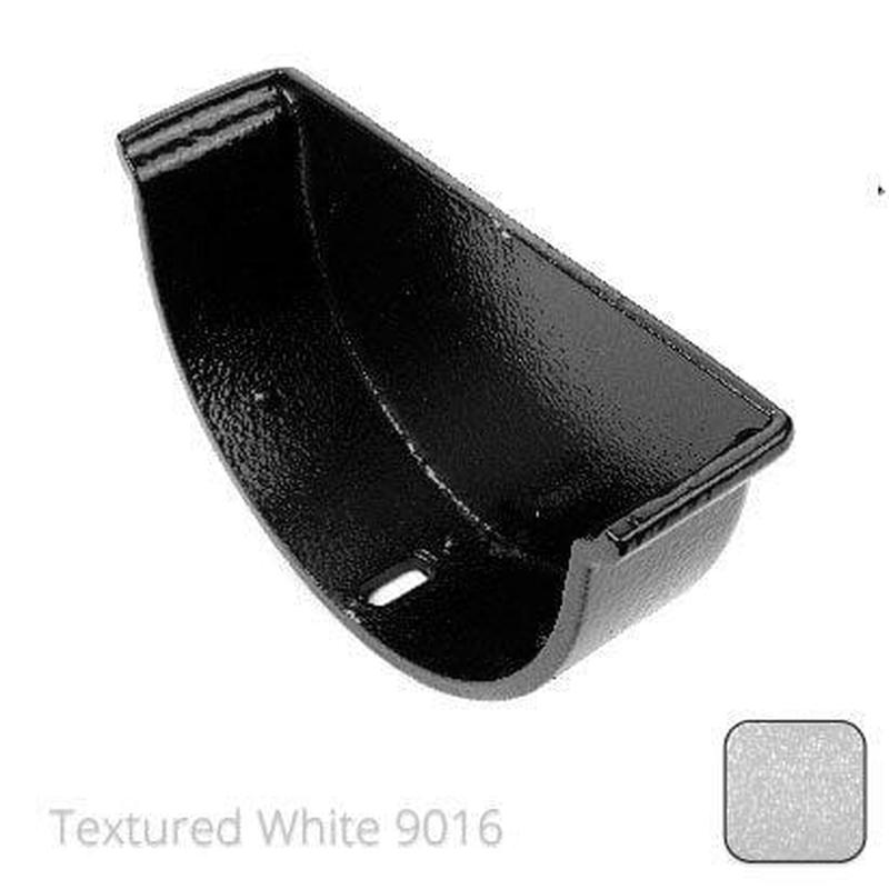 ARP 115x75mm (4.5"x3") Beaded Deep Run Cast Aluminium Gutter Stop-end - Internal - Textured Traffic White RAL 9016