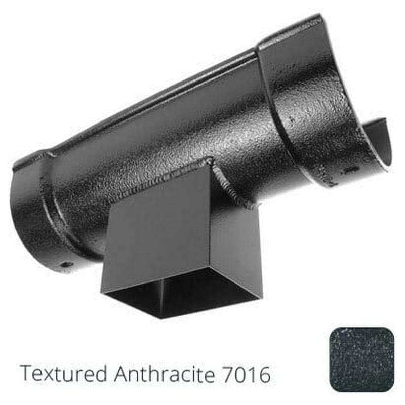 ARP 115x75mm (4.5"x3") Beaded Deep Runs Cast Aluminium Double Socket Running Outlet with 100x75mm square outlet pipe - Textured Anthracite Grey RAL 7016