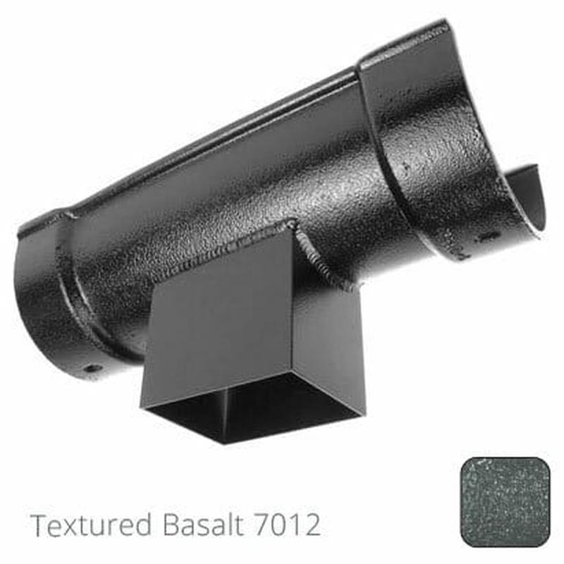 ARP 115x75mm (4.5"x3") Beaded Deep Runs Cast Aluminium Double Socket Running Outlet with 100x75mm square outlet pipe - Textured Basalt Grey RAL 7012