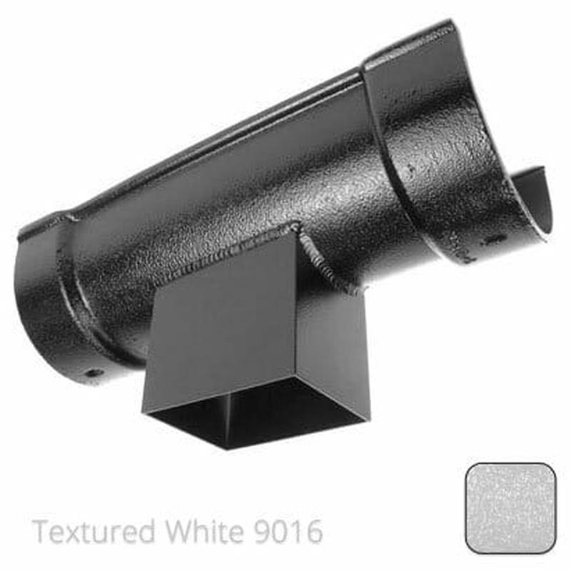 ARP 115x75mm (4.5"x3") Beaded Deep Runs Cast Aluminium Double Socket Running Outlet with 100x75mm square outlet pipe - Textured Traffic White RAL 9016