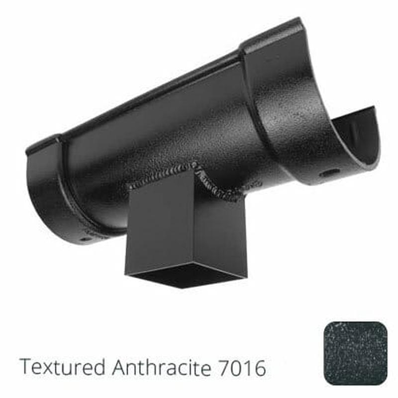 ARP 115x75mm (4.5"x3") Beaded Deep Runs Cast Aluminium Double Socket Running Outlet with 75x75mm square outlet pipe - Textured Anthracite Grey RAL 7016