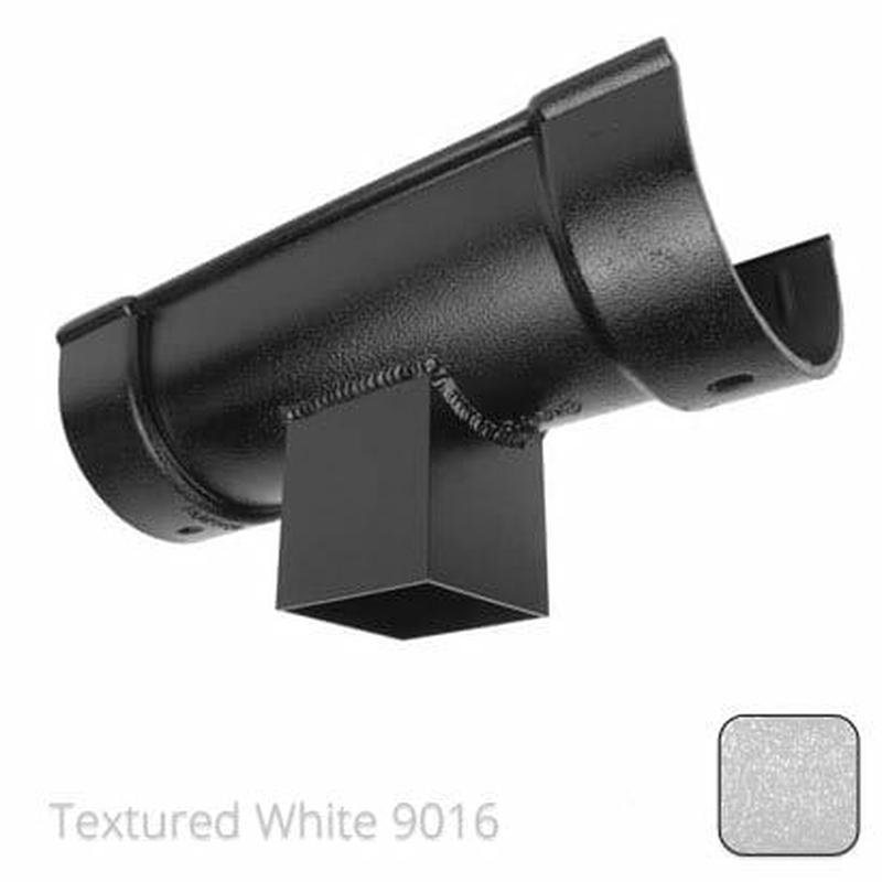 ARP 115x75mm (4.5"x3") Beaded Deep Runs Cast Aluminium Double Socket Running Outlet with 75x75mm square outlet pipe - Textured Traffic White RAL 9016