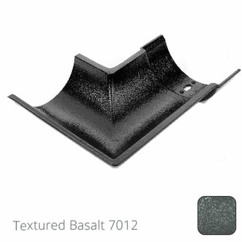 Alumasc 115mm (4.5") Beaded Half Round Cast Aluminium 135 degree Internal Gutter Angle - Textured Basalt Grey RAL 7012