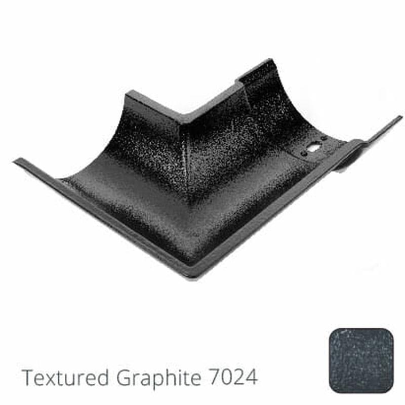 Alumasc 115mm (4.5") Beaded Half Round Cast Aluminium 135 degree Internal Gutter Angle - Textured Graphite Grey RAL 7024