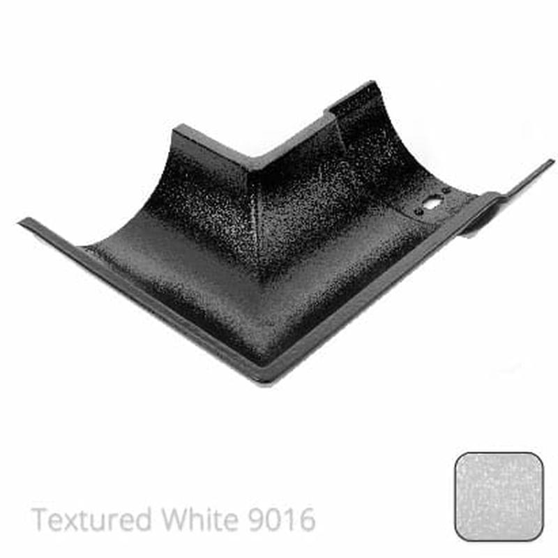 Alumasc 115mm (4.5") Beaded Half Round Cast Aluminium 135 degree Internal Gutter Angle - Textured Traffic White RAL 9016