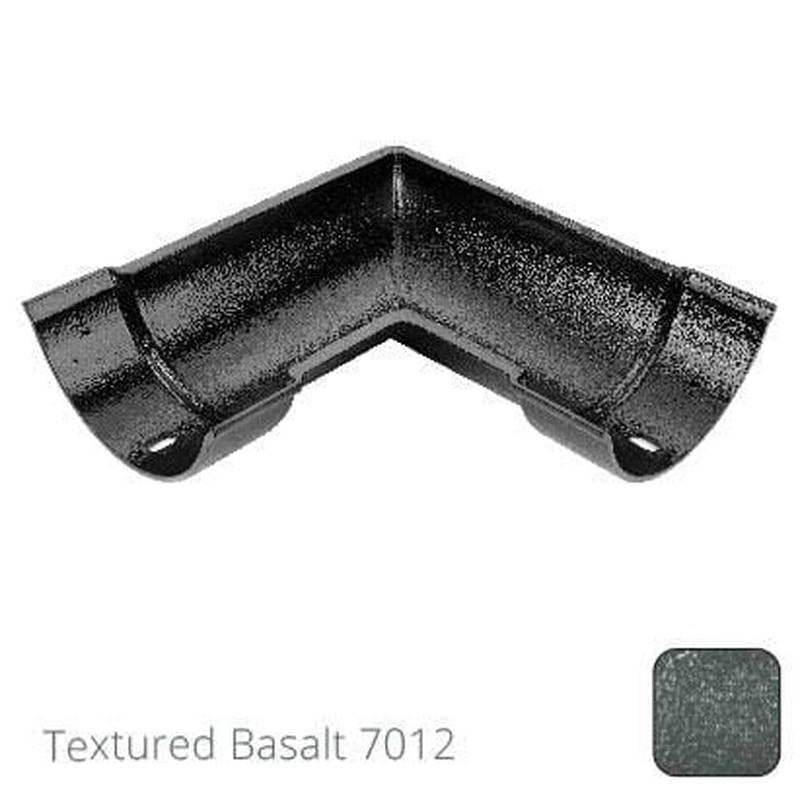 Alumasc 115mm (4.5") Beaded Half Round Cast Aluminium 90 degree Combined Gutter Angle - Textured Basalt Grey RAL 7012