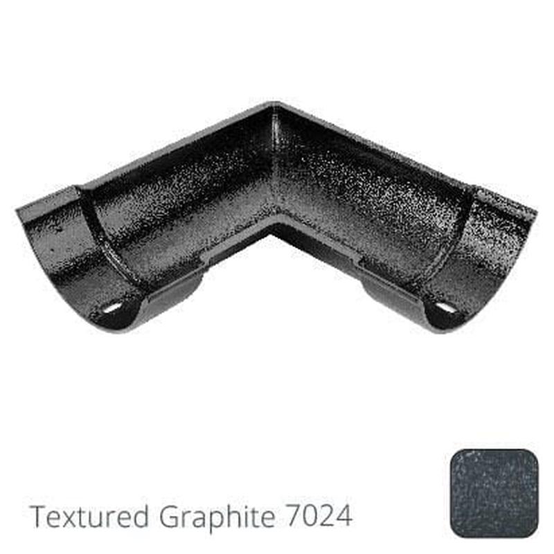 Alumasc 115mm (4.5") Beaded Half Round Cast Aluminium 90 degree Combined Gutter Angle - Textured Graphite Grey RAL 7024