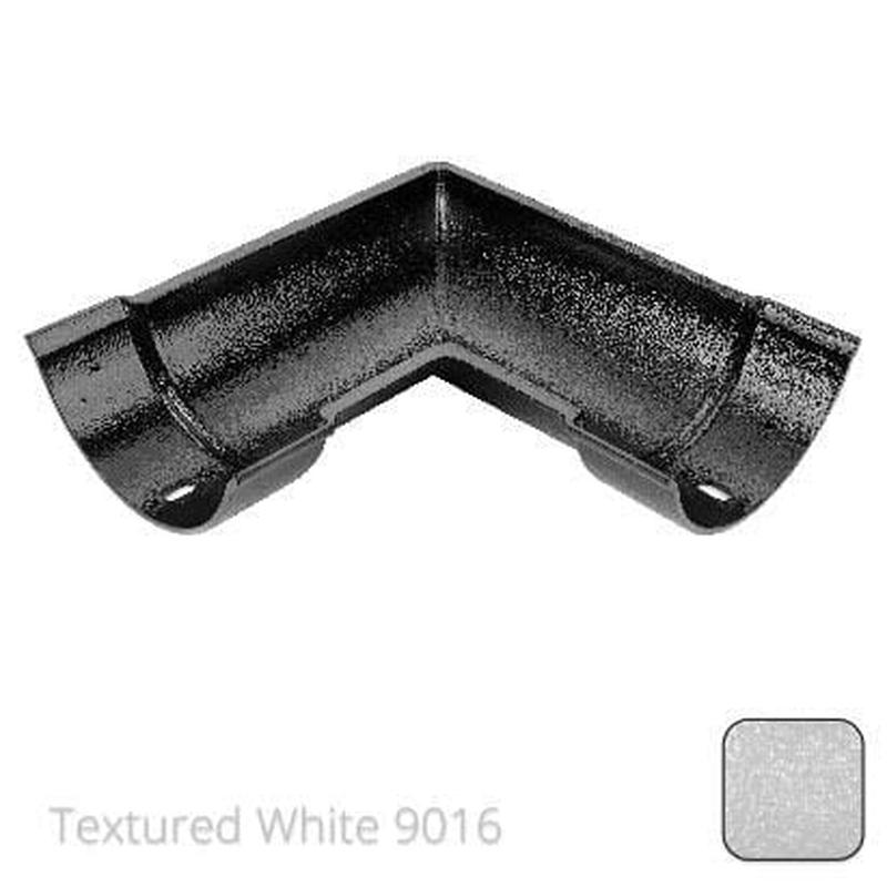 Alumasc 115mm (4.5") Beaded Half Round Cast Aluminium 90 degree Combined Gutter Angle - Textured Traffic White RAL 9016