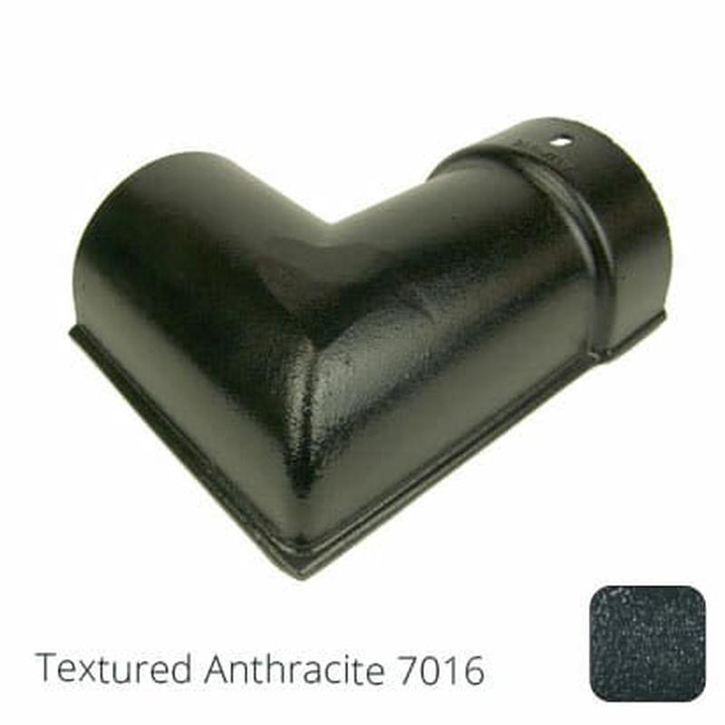 Alumasc 115mm (4.5") Beaded Half Round Cast Aluminium 90 degree External Gutter Angle - Textured Anthracite Grey RAL 7016
