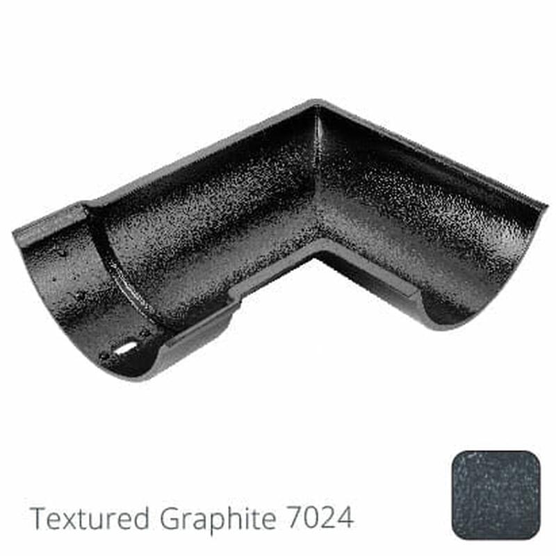 Alumasc 115mm (4.5") Beaded Half Round Cast Aluminium 90 degree Internal Gutter Angle - Textured Graphite Grey RAL 7024