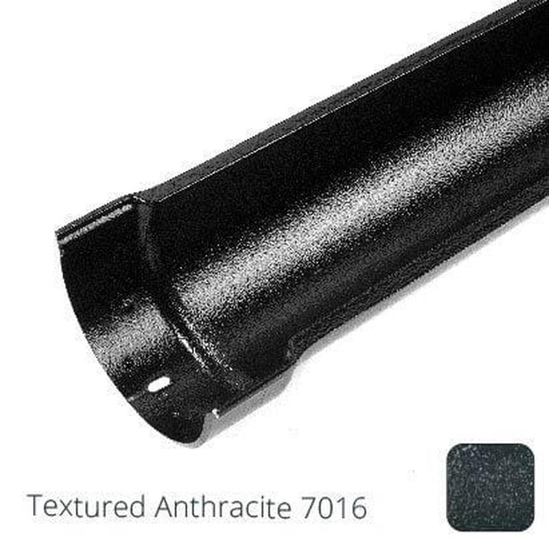 Alumasc 115mm (4.5") Beaded Half Round Cast Aluminium Gutter Length - 0.61m - Textured Anthracite Grey RAL 7016