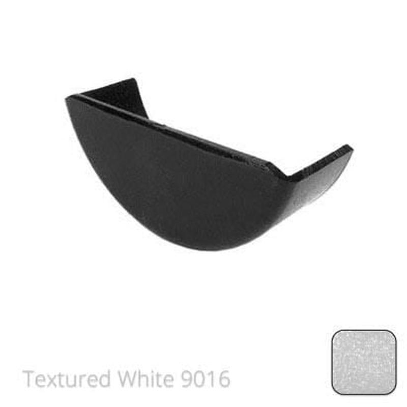 Alumasc 115mm (4.5") Beaded Half Round Cast Aluminium Gutter Stop-end - External - Textured Traffic White RAL 9016