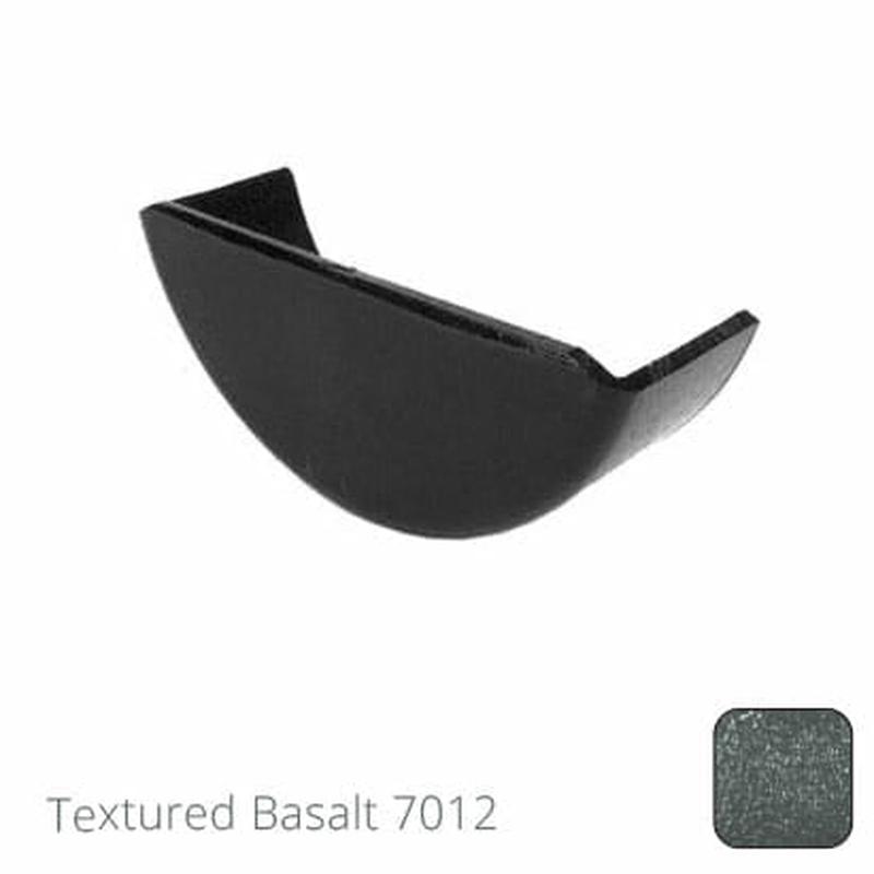 Alumasc 115mm (4.5") Beaded Half Round Cast Aluminium Gutter Stop-end - Internal - Textured Basalt Grey RAL 7012