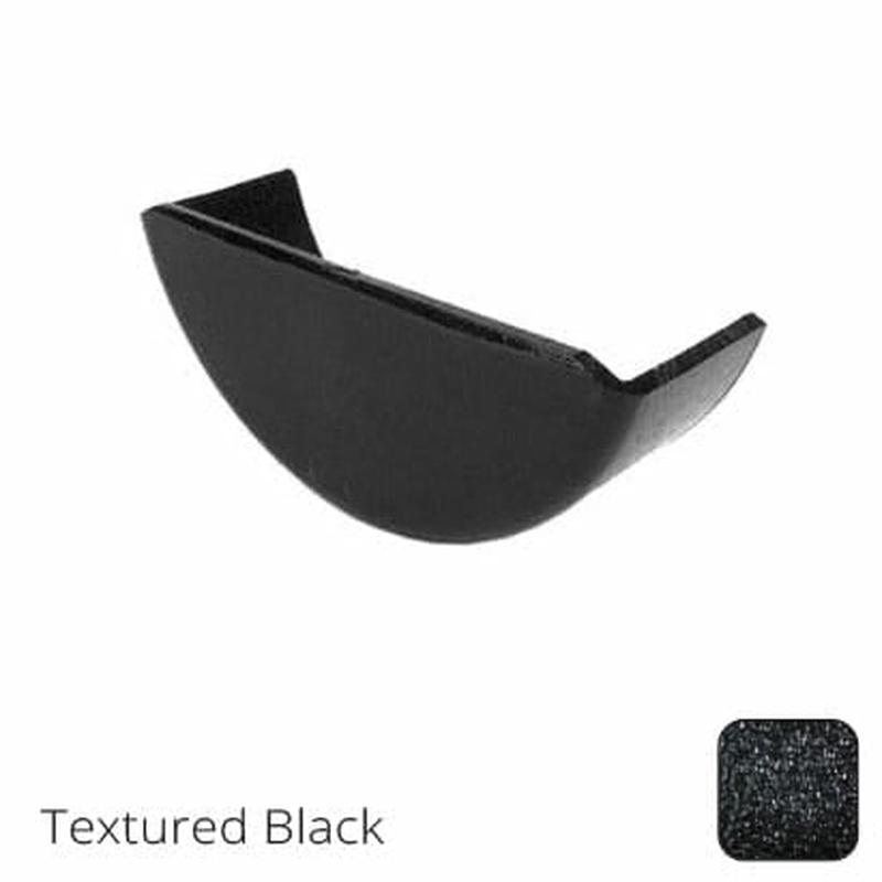 Alumasc 115mm (4.5") Beaded Half Round Cast Aluminium Gutter Stop-end - Internal - Textured Black