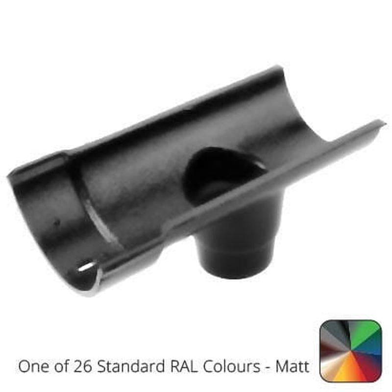 Alumasc 115mm (4.5") Beaded Half Round Cast Aluminium Single Spigot/Socket Running Outlet with 63mm outlet pipe - One of 26 Standard Matt RAL colours TBC