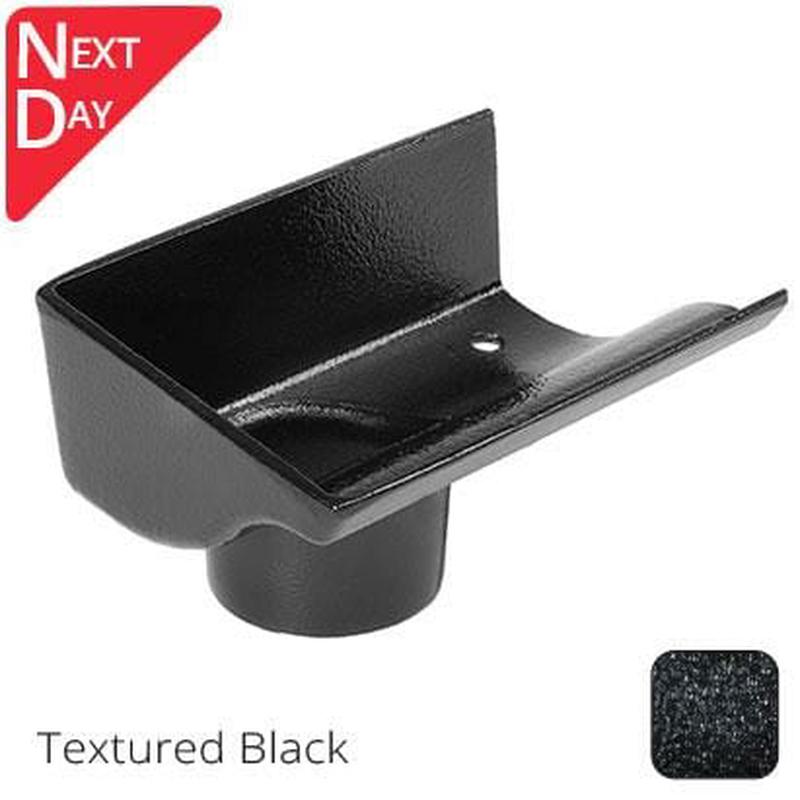 Alumasc 125mm (5") Victorian Ogee Cast Aluminium 63mm Left Hand Stop End Outlet - Textured Black