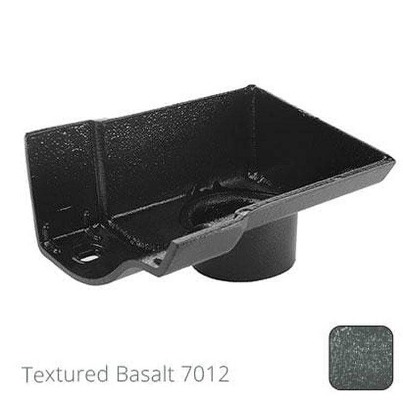 Alumasc 125mm (5") Victorian Ogee Cast Aluminium 63mm Right Hand Stop End Outlet - Textured Basalt Grey RAL 7012