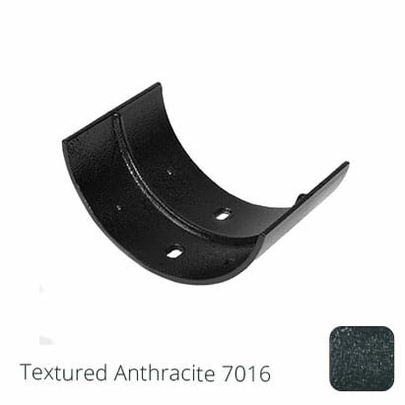 Alumasc 150mm (6")Half Round Cast Aluminium Gutter Union - Textured Anthracite Grey RAL 7016