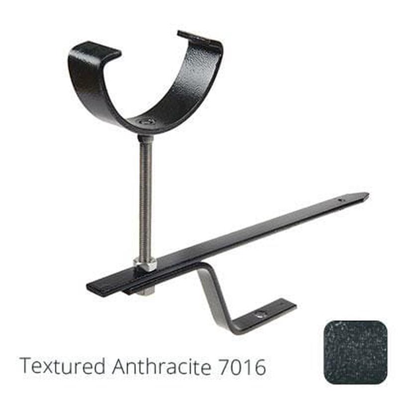 Alumasc 150mm (6")Half Round Cast Aluminium Rise & Fall Gutter Bracket - Textured Anthracite Grey RAL 7016