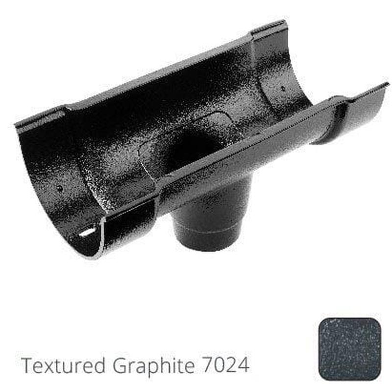 ARP 115x75mm (4.5"x3") Beaded Deep Run Cast Aluminium Double Socket Running Outlet with 63mm outlet pipe - Textured Graphite Grey RAL 7024