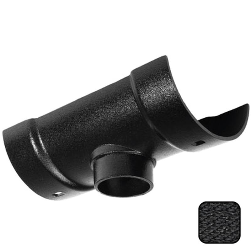 Alumasc 125mm (5") Half Round Cast Aluminium 100mm Gutter Outlet - Textured Black