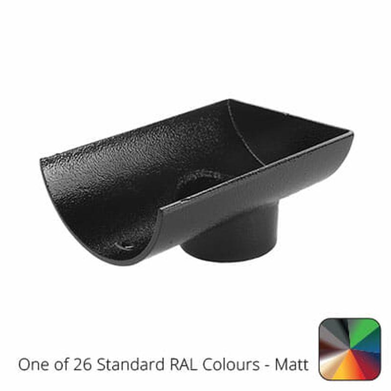 Alumasc 125mm (5") Half Round Cast Aluminium 63mm Stop End Spigot Outlet  - One of 26 Standard Matt RAL colours TBC