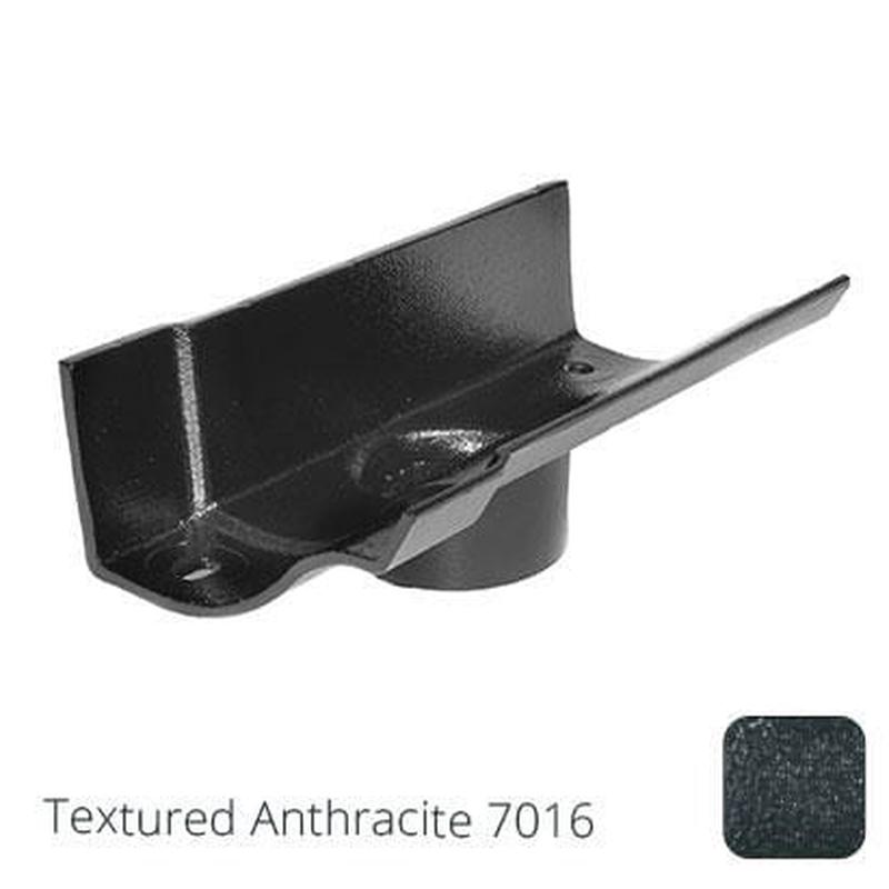 Alumasc 125mm (5") Victorian Ogee Cast Aluminium 63mm Gutter Outlet - Textured Anthracite Grey RAL 7016
