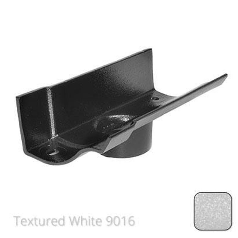 Alumasc 125mm (5") Victorian Ogee Cast Aluminium 63mm Gutter Outlet - Textured Traffic White RAL 9016